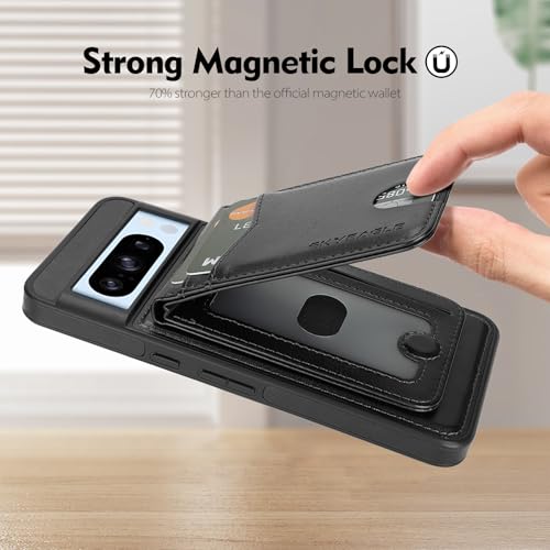 SkyEagle Compatible Magsafe 2 in 1 Detachable Google Pixel 8 Pro Wallet Case with Card Holder Women Men,Magnetic PU Leather RFID Blocking Flip Kickstand Credit Slots,for Pixel 8 Pro 6.7",Black - color: Black, size: Google Pixel 8 Pro 6.7"