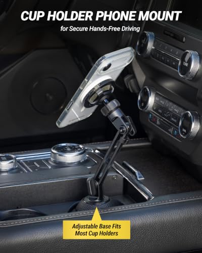Scosche MagicMount Cup Holder Phone Mount with MagSafe, Adjustable Magnetic Car Mount with Stable Base and Flexible Arm, Compatible with PopSockets, iPhone 17 16 15 14 13, Includes MagSafe Ring - size: 1 Pack, style: Cup Holder