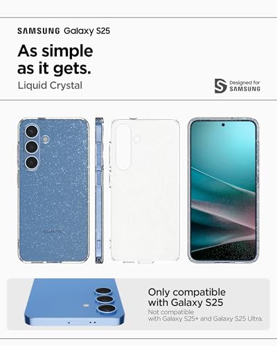 Spigen Liquid Crystal Glitter Designed for Galaxy S25 Case (2025) [Anti-Yellowing], [Military-Grade Protection] - Crystal Quartz - color: Crystal Quartz, size: 6.3in (Galaxy S25)