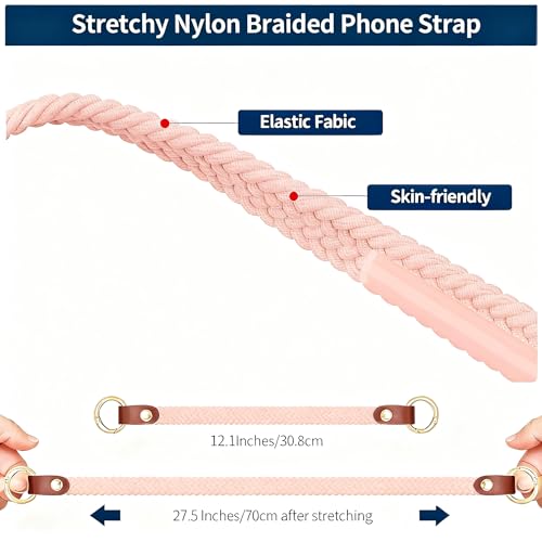 Hovmwey Stretchy Phone Lanyard Tether, 2 Pack Phone Leash Anti-theft Phone Strap for Anti-drop Outdoor Hiking Cycling Climbing Universal for Most Cell Phones, Pink Sands - color: Pink Sands