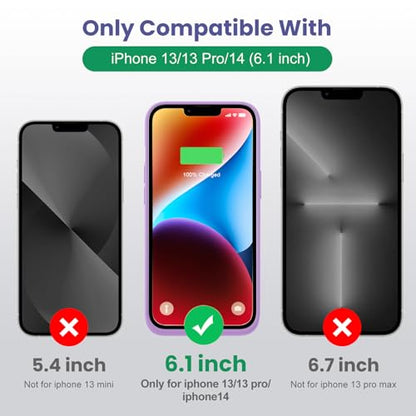 Battery Case for iPhone 14/13/13 Pro (6.1 Inch),Upgraded 7500mAh Ultra-Slim Portable Charging Case Rechargeable Protective Extended Battery Pack for iPhone 14/13/13 Pro Charger Cover-Purple - color: Purple