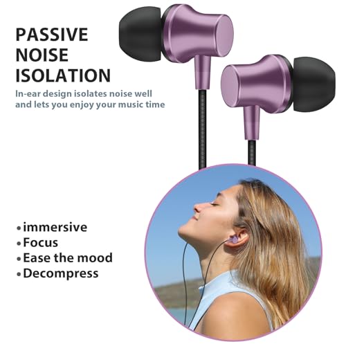 ASKUBSKU Wired Earbuds for School Chromebook Laptop PC, Purple - color: Purple