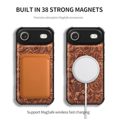 Leather Case Compatible with iPhone 17 Air Wallet 6.5" Dark Brown | Genuine Leather 2-in-1 Magnetic Detachable Shockproof,Flip Folio Cover with Card Slot,Wireless Charging RFID Blocking brown - color: Dark brown, size: 17 Air