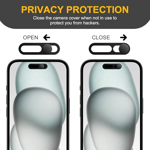 3 Pack Privacy Cover Compatible for iPhone 15/iPhone 15 Plus with 2 Front Camera Privacy Cover, Anti-Spy Camera Cover, Easy-Adhesive Design, Safeguard on iPhone 15/15 Plus.Black - size: iPhone 15/iPhone 15 Plus