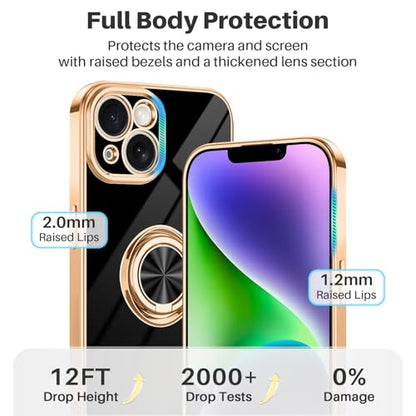 Dinick Black for iPhone 14 Case with Ring Holder Kickstand - color: Black, size: 6.1'' iPhone 14