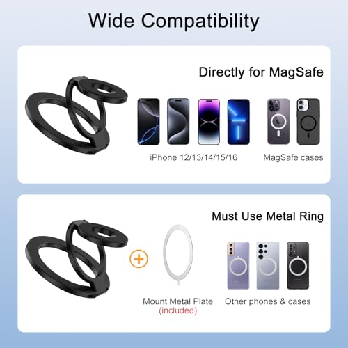 3-Fold MagSafe Ring Holder for iPhone 17 Pro Max/16, 360° Rotatable Stand