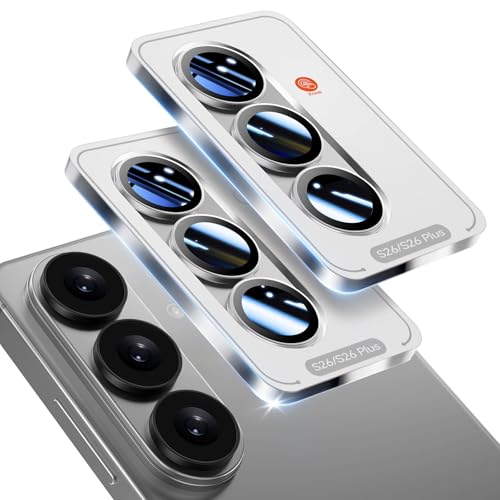 HelloDeere for 2 Pack Samsung Galaxy S26/S26 Plus Camera Lens Protector, 9H+ Hardness Tempered Glass with AR Anti-Reflective Military Grade Shockproof Scratch Resistant HD Clear Case Friendly, Silver - color: S26/S26 Plus (Silver)