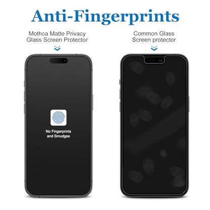 Mothca Matte Privacy Screen Protector for iPhone 16 / iPhone 15 [6.1 inch] with Easy Installation Tool, Anti Spy Anti Glare Full Coverage Tempered Glass Film, Anti-Fingerprint, Smooth as Silk - size: iPhone 16/15-6.1 Inch