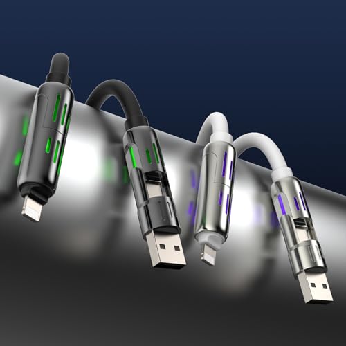 MFish 2-Pack 240W 4-in-1 Multi Charging Cable, Black+White, 6.6FT - color: Black+White, size: 2-Pack 6.6FT
