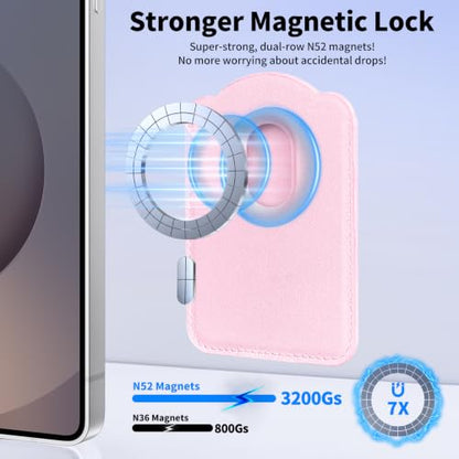 Magnetic Wallet for Samsung & iPhone with Magsafe Case, Pink - color: Pink
