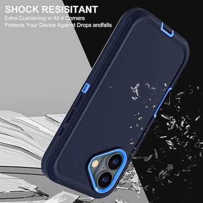YKHJKLEC for iPhone 17 Case, Military Grade 3 in 1 Heavy Duty Shockproof/Drop Proof/Dust Proof Case with 2Pcs Tempered Glass Screen Protector (Navy Blue) - color: Navy Blue