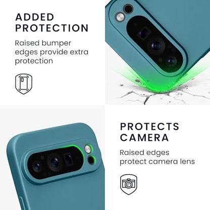 kwmobile Case Compatible with Google Pixel 9 Pro XL Case -Soft TPU Back Phone Cover - with Metallic Look - Metallic Caribbean Blue - color: Metallic Caribbean Blue