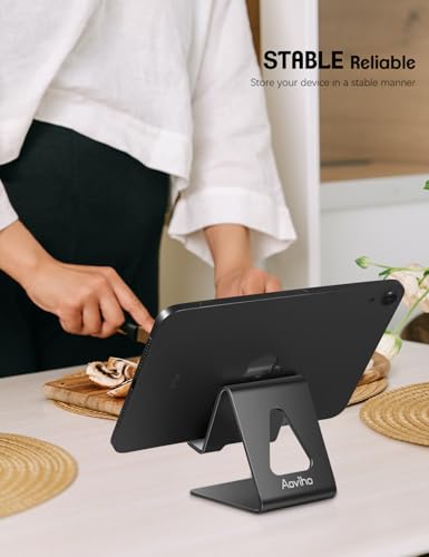 Aoviho Cell Phone Stand for Desk, Aluminum Phone Holder, Black - color: Black