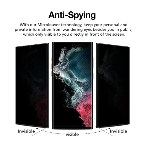 [2 Pack Privacy Screen Protector for Galaxy S22 Ultra, Full Glue Anti-Spy PET EPU Hybrid Screen Protector, Fingerprint Compatible, Self-Healing, Easy Installation with Alignment Tool - size: Galaxy S22 Ultra