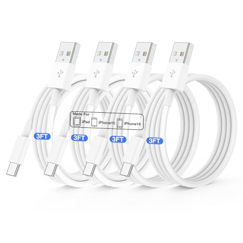 QZIIW 4Pack Apple USB C Fast Charging Cable 3FT for iPhone 17 16 15 Pro max - size: 3FT+3FT+3FT+3FT