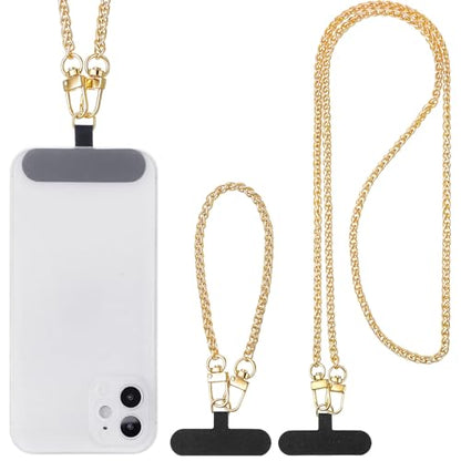 Canlierr 2 Pack Phone Chain Crossbody, with Tether Tab, Dark Gold - color: Dark Gold