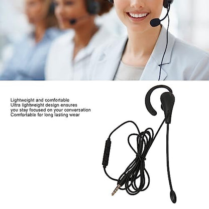 Ejoyous USB Headset with Mic, Single Ear Wired Work Headphone with Noise Cancelling Microphones, Light Monaural Earpiece Headset for Phone Computer Call Center Office (3.5mm) - style: 3.5mm