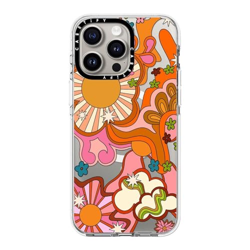 CASETiFY for iPhone 15 Pro Max Case - Impact Clear Compatible with MagSafe | Not Yellowing | 6.6 ft. 3X Military Grade Drop Protection | Seventies Psychedelic by Illustrated by Charlie | Clear - color: Seventies Psychedelic, size: Iphone 15 Pro Max (6.7")