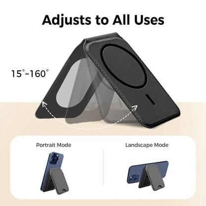 for MagSafe Wallet with Mirror,4 Card Holder RFID Blocking Stand - color: Black
