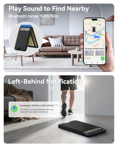 TWZKG for MagSafe Wallet, Works with Apple Find My,5 Card Holder with Stand - color: Findmy Carbon Fiber
