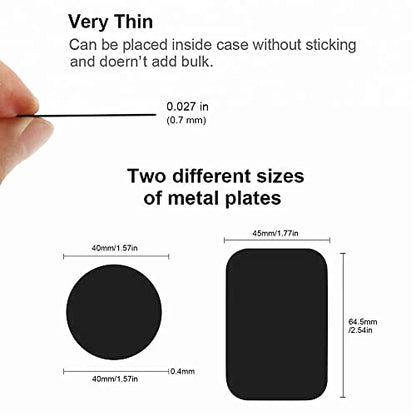 SALEX Replacement Metal Plates Set for Magnetic Car Phone Holders, Wall & Air Vent Mounts, Cases, Magnets. Kit of 16 Black Round Iron Discs Without Holes. 3M Adhesive Backing. Steel Sheets 16 Pack. - color: Round / 16 Pack