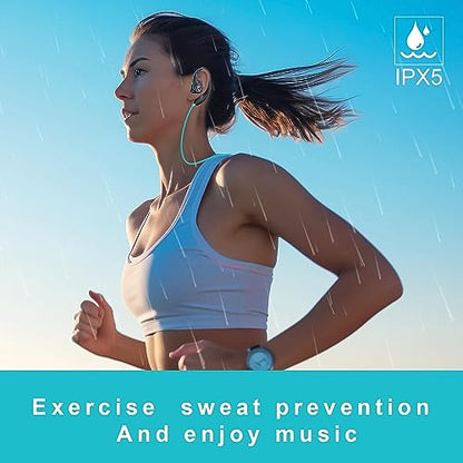 Upgrade Wired Sports Earbuds with Ear Hooks, Running Headphones Secure Fit Wrap Around Ear, Sweatproof In-Ear Earphones with Microphone, 3.5mm Jack for Smartphone Laptop Tablet MP3 Workout Jogging Gym
