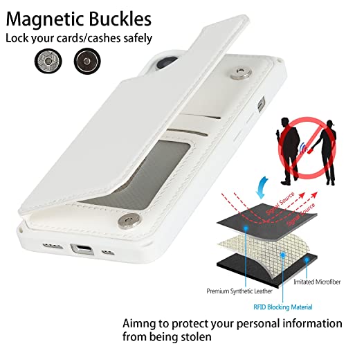 Cavor for iPhone 14 Wallet Case with Card Holder, White - color: C-White