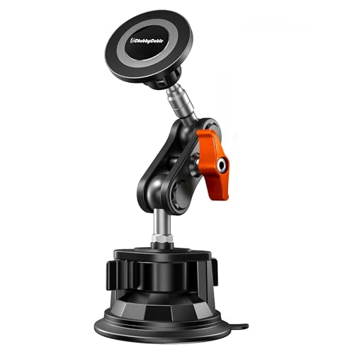 chubbycable ChubbyGrip Magnetic Car Phone Mount with Heavy-Duty Suction Cup - color: ChubbyGrip Pro (Magnetic)-Orange