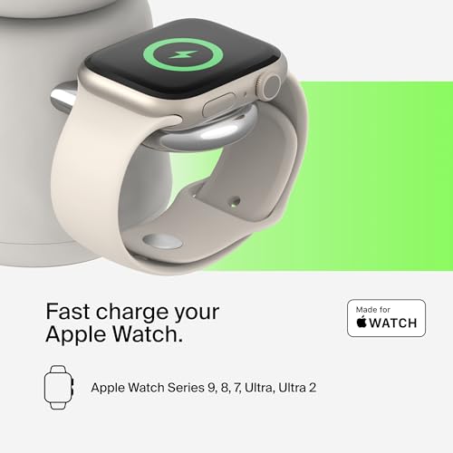 Belkin Qi2 15W Wireless Charging Dock, 2 in 1 Fast iPhone Charger - color: Sand, style: Latest Gen