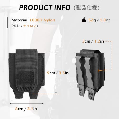 TRIWONDER Tactical Cigarette Pouch Molle Small Military Bag Battery Cigarette Case EDC Utility Card Holder Lighter Slot Mini Cigar Waist Pack - color: 02 Black - Hook and Loop