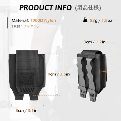 TRIWONDER Tactical Cigarette Pouch Molle Small Military Bag Battery Cigarette Case EDC Utility Card Holder Lighter Slot Mini Cigar Waist Pack - color: 02 Black - Hook and Loop