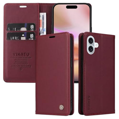 Caseurban Compatible with iPhone 16 Plus Wallet Case PU Leather Flip Folio Case with Card Holder Magnetic Closure Shockproof Protective Phone Cover Black - color: Black, size: iPhone 16 Plus