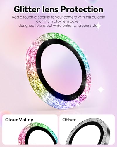 CloudValley All Bling Camera Lens Protector for iPhone 17/iPhone 16/Plus - color: Bling Colorful
