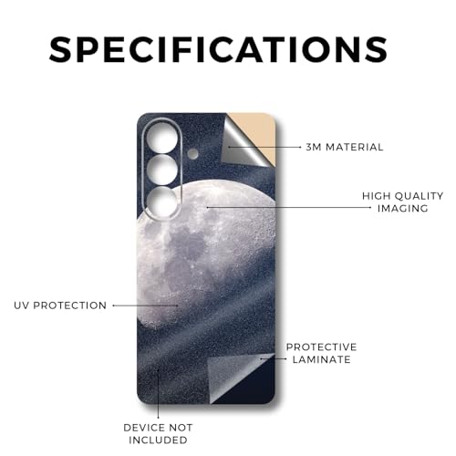 Glossy Glitter Phone Skin Compatible with Samsung Galaxy S26 - Moon - Premium 3M Vinyl Protective Wrap Decal Cover - Easy to Apply | Crafted in the USA by MightySkins - color: Moon, size: Galaxy S26 (Back Wrap), style: Glossy Glitter Finish