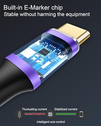 Dual Right 240W USB-C to USB-C Cable 10FT Purple, Fast Charging - color: Purple, size: 10FT