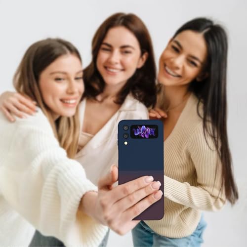 Compatible with Galaxy Z Flip 4 Case, Magnetic Gradient Color | Soft TPU Phone Cover with Camera Lens Protector Cover for Galaxy Z Flip 4 6.7 Inch, Blue to Dark Red Gradient(10-12) - color: Blue & Dark Red