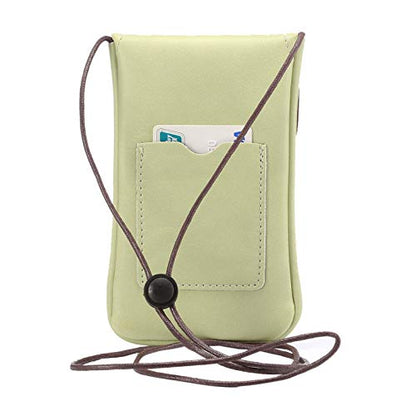 Cell Phone Neck Pouch, Techcircle PU Leather Carrying Bag with Credit Card Holder Adjustable Strap, Small Travel Purse for iPhone 11 XR XS Max SE 8 7 6 Plus, Galaxy S10 S7 Edge A10 J7, Moto G6 (Green) - color: 01 Green