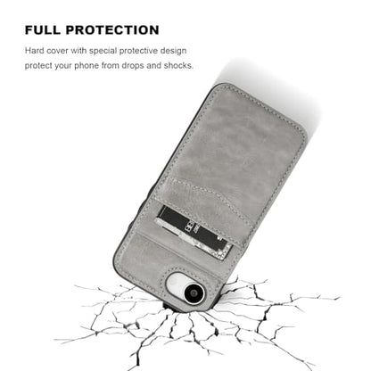 KIHUWEY for iPhone 17e/16e Wallet Case Card Holder Kickstand, Gray | Credit Card Slots, PU Leather, Magnetic Clasp, Flip Heavy Duty Protection Cover for Men and Women - color: Gray