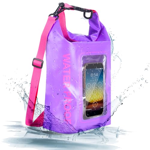 IP68 Waterproof Dry Bag, 5L Roll Top Waterproof Pool Bag | Large Waterproof Phone Pouch,for Boating & Kayaking Camping (Purple 5L) - color: purple 5L