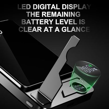 LUCKYDUO 3 in 1 Magnetic Wireless Power Bank, Slim Magnetic Portable Charger with Foldable Stand & LED Display, PD 20W USB C Cable Magnetic Battery Pack for iPhone 17/Air/Pro/16/15/14/13 (10000mAh)