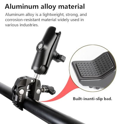 1'' Ball Handlebar Base Mount Strong Rod Clamp with 3.54'' Length Double Socket Arm for Rails 0.5" to 2.0" in Dia, Compatible with RAM Mounts & Bike Motorcycle Phone Mount Holder - style: Clamp with 3.54" Arm