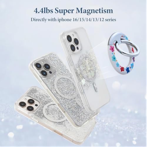 Magnetic Phone Ring for MagSafe Grip, Super Magnet Twinkle Design Ring Holder Stand, MagSafe Accessory for iPhone 17/16/15/14/13 Pro Max Plus，Rainbow Garland - color: Rainbow Garland