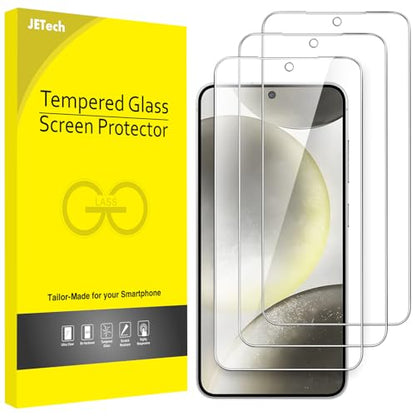 JETech Screen Protector for Samsung Galaxy S24, 3-Pack | HD Clear, Fingerprint ID Compatible, Anti-Scratch Glass - size: Galaxy S24