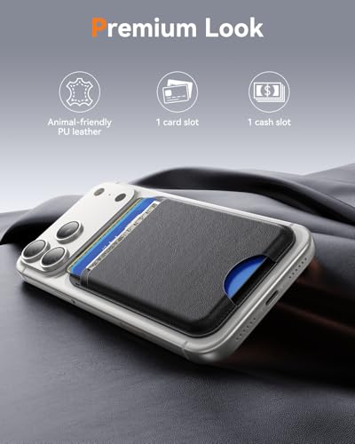 for MagSafe Wallet, 5 Card Holder, Slim Leather Magnetic Wallet for iPhone 17/16/15/14/13/12 Pro Max Plus Air Series, 1 Card Slots & 1 Cash Slot,Black - color: Black