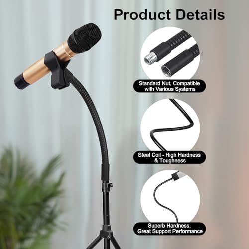 16-Inch Flexible Gooseneck Tubing, 3/8"-16 Female to Male Thread Universal Arm Gooseneck Extension Holder for Microphone, Tripod Phone, Camera, LED Video Lights 2 Pack - color: 2 Pack, size: 16 Inch