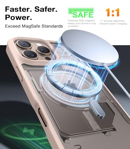 TORRAS Stronger Magnetic for iPhone 16 Pro Case, Matte Desert Titanium | Compatible with MagSafe, Military Grade Drop Protection, Shockproof Airbag, Color Button, Slim Anti-Scratch, Translucent - color: Desert Titanium White