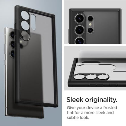 Spigen Ultra Hybrid for Galaxy S24 Ultra Case, Frost Black | Anti-Yellowing Resin, Air Cushion Technology, Military-Grade Drop Protection, Raised Camera Protection, Wireless Charging - color: Frost Black, size: Galaxy S24 Ultra