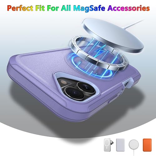 MXX for iPhone 16 Case, Durable 3-Layer Rugged Protective Cover, Compatible with MagSafe, Shockproof Cute iPhone 16 Case (6.1") – Light Purple - color: Light Purple, size: iPhone 16