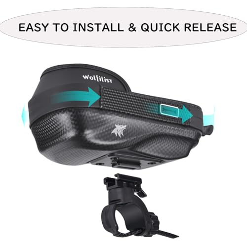 WOLFILIST Waterproof Bike Phone Mount - Touch Screen Holder for 7'' Phones, 360° Rotation & Shockproof Handlebar Bag - Ideal for Cycling, Motorcycle, Electric Bike Accessories (BLACK)