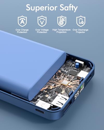 podoru for MagSafe Power Bank 10000 mAh, Foldable Magnetic Portable Charger - color: Navy Blue